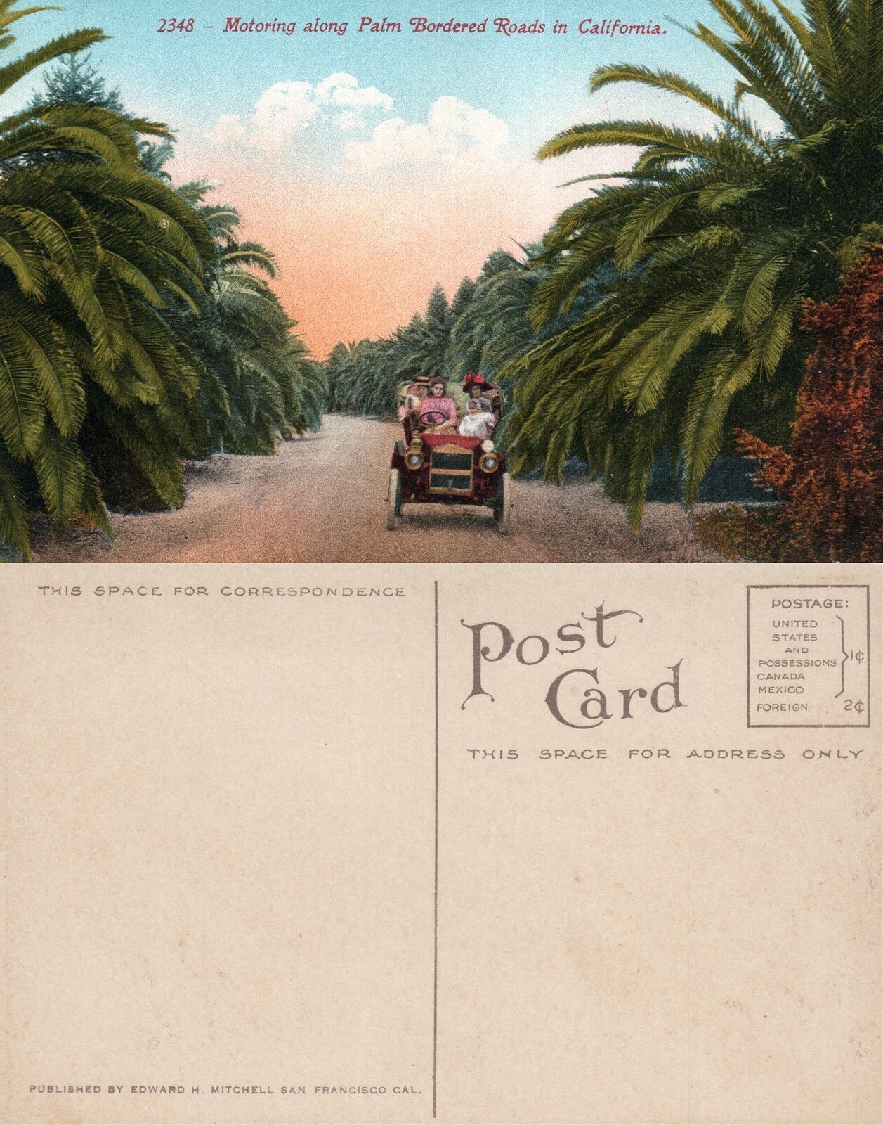 MOTORING IN CALIFORNIA ANTIQUE POSTCARD