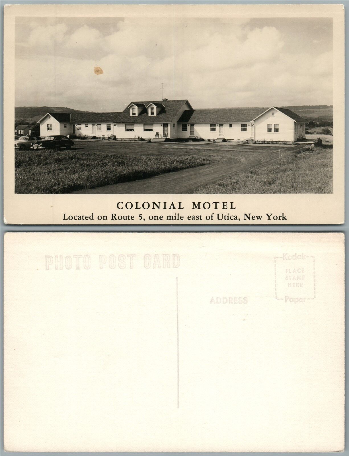 UTICA N.Y. COLONIAL MOTEL VINTAGE REAL PHOTO POSTCARD RPPC hotel
