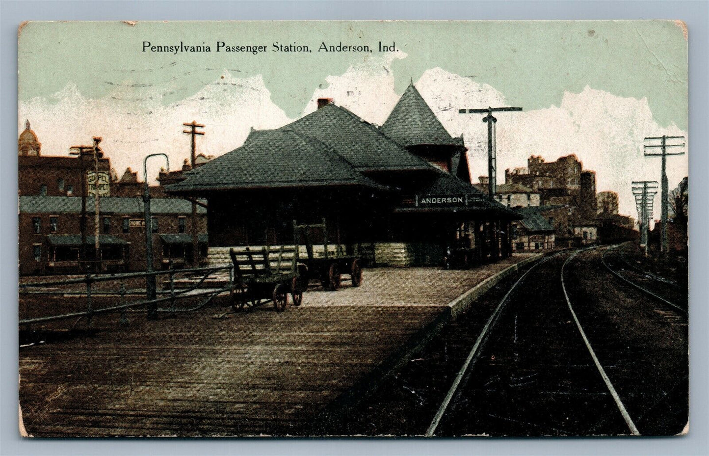 ANDERSON IN PENNSYLVANIA RAILROAD STATION ANTIQUE POSTCARD RAILWAY DEPOT