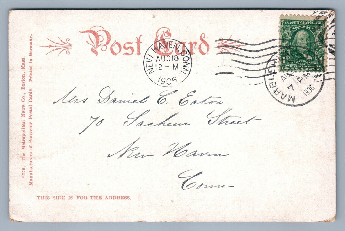 MARBLEHEAD MA TUCKER'S WHARF 1905 ANTIQUE UNDIVIDED POSTCARD