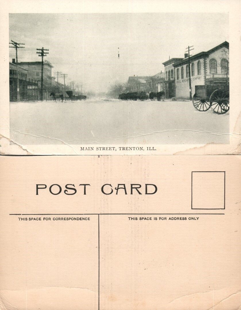 TRENTON IL MAIN STREET ANTIQUE POSTCARD