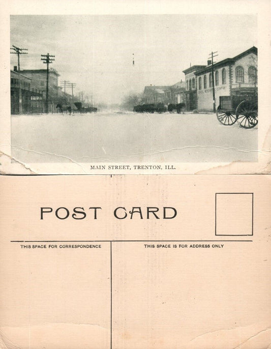 TRENTON IL MAIN STREET ANTIQUE POSTCARD