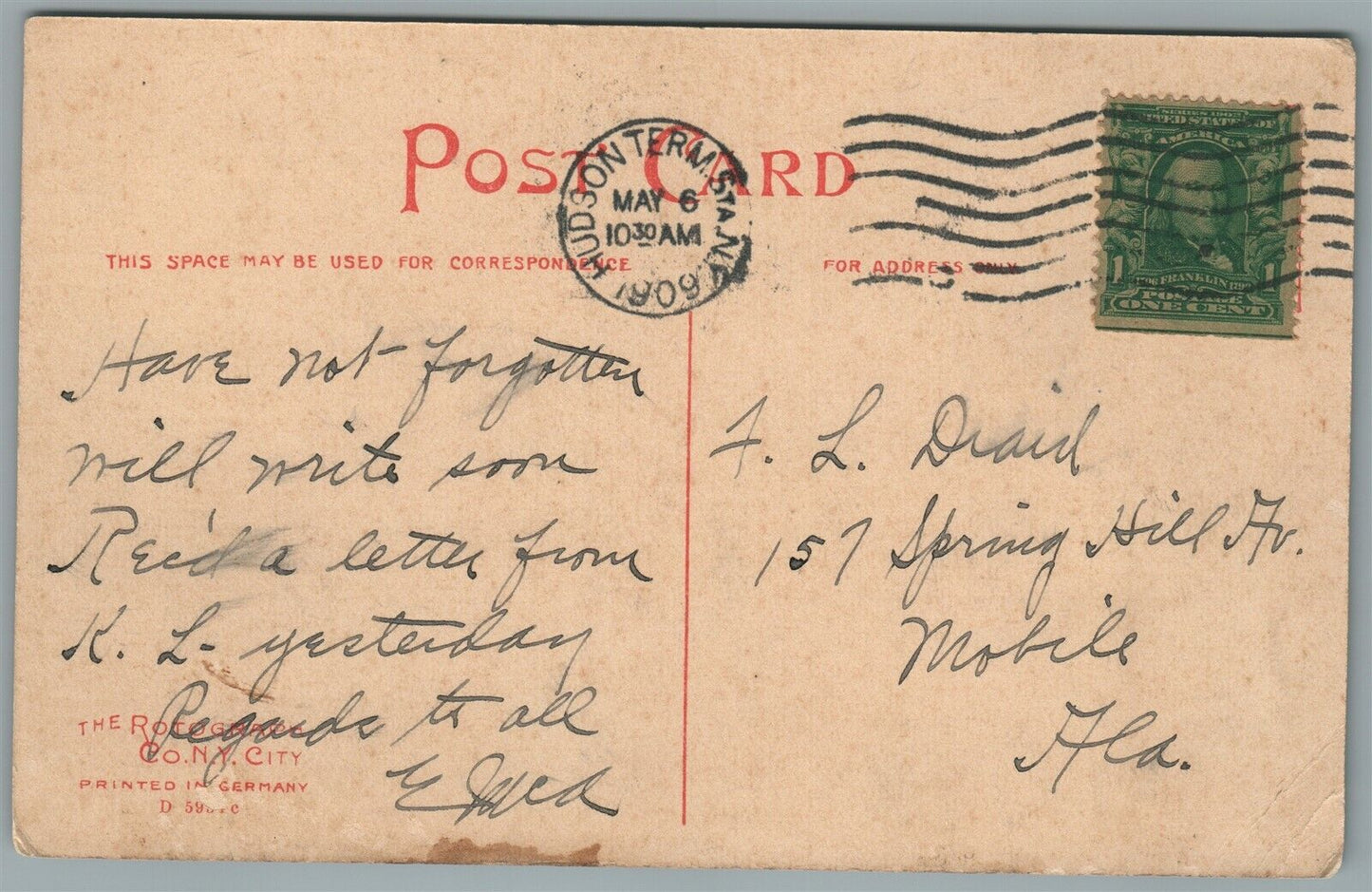 POTTSVILLE PA HOTEL ALLAN ANTIQUE POSTCARD