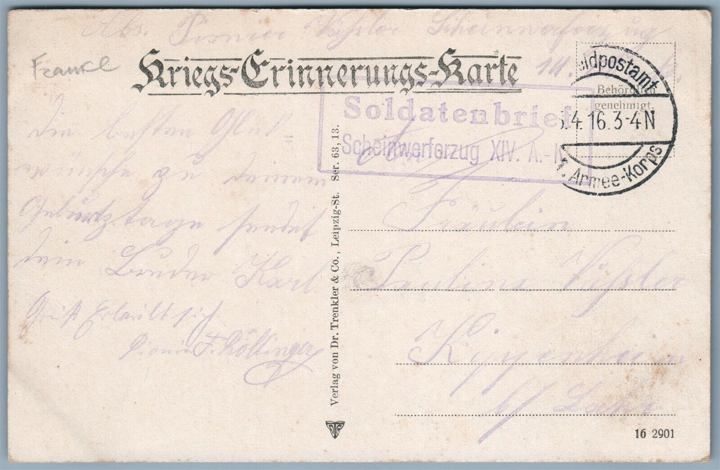 NEUFCHATEL-SUR-AISNE GESAMTANSICHT FRANCE WWI GERMAN FELDPOST ANTIQUE POSTCARD