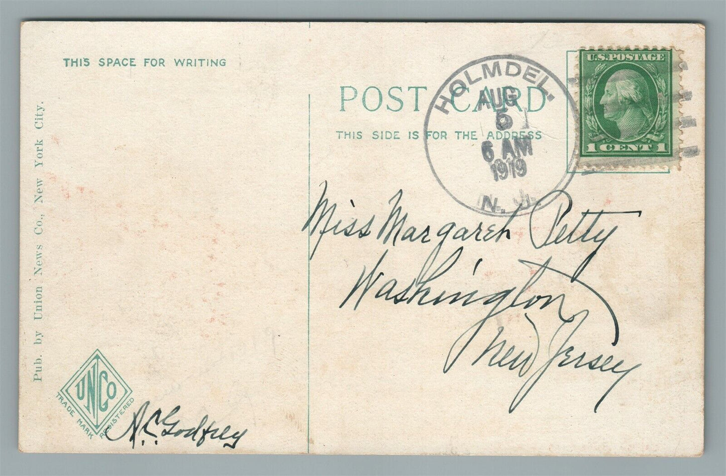 ASBURY PARK NJ GRAND AVENUE ANTIQUE POSTCARD