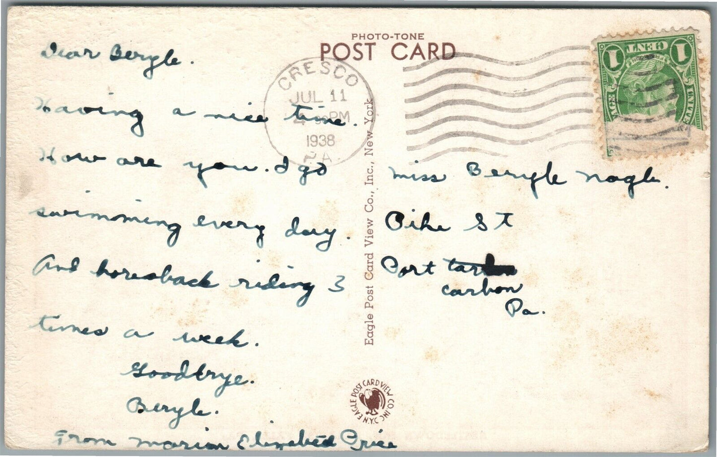 PARADISE FALLS PA NESTLEDOWN INN VINTAGE POSTCARD