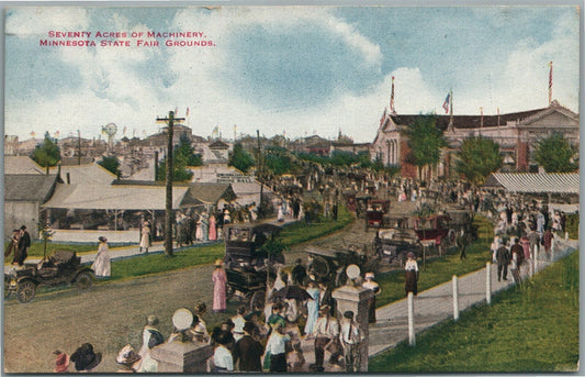 MINNESOTA STATE FAIRGROUNDS SEVENTY ACRES OF MACHINERIES ANTIQUE POSTCARD MN