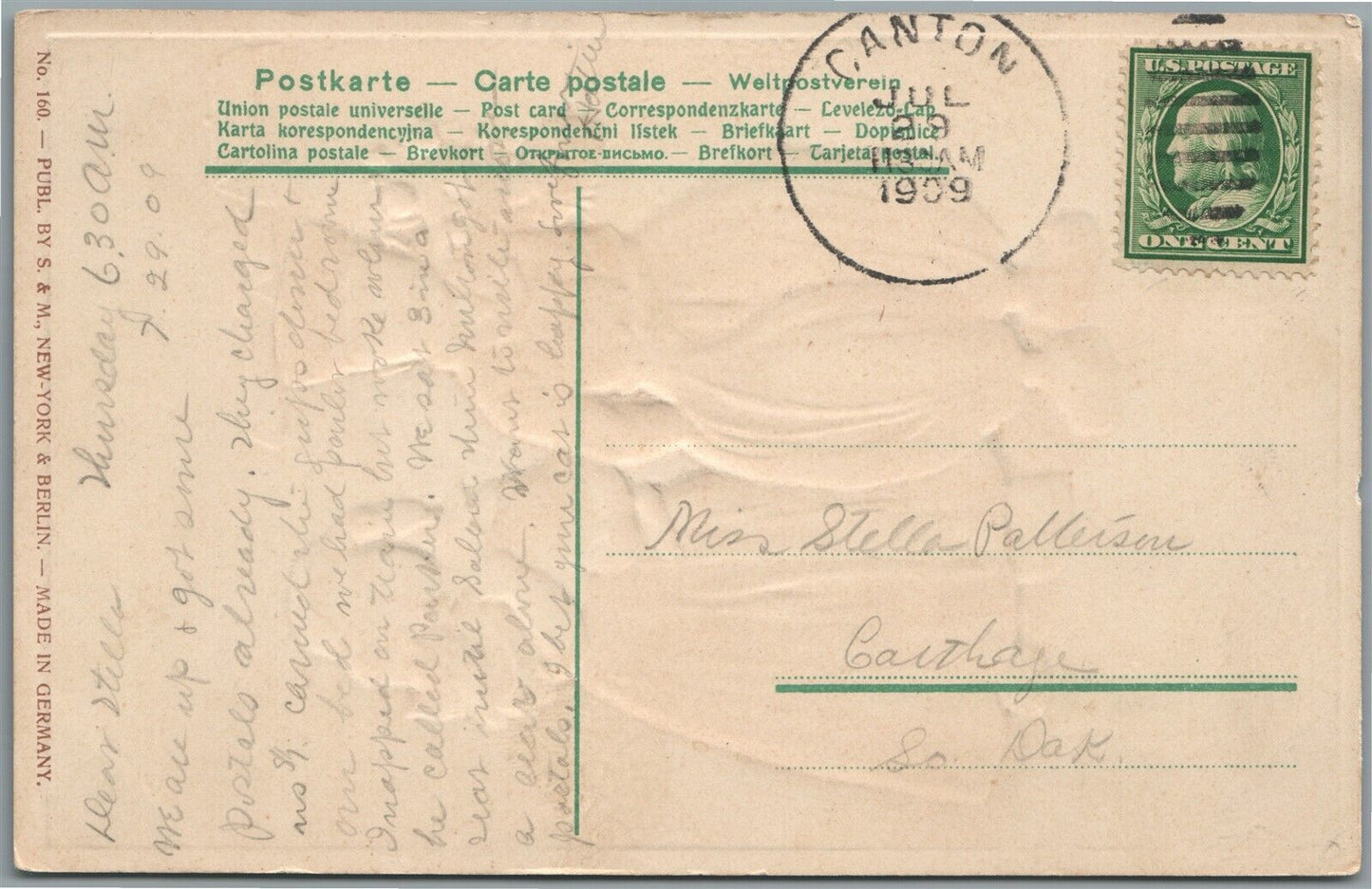 DUTCH KIDS w/ CAT ANTIQUE POSTCARD