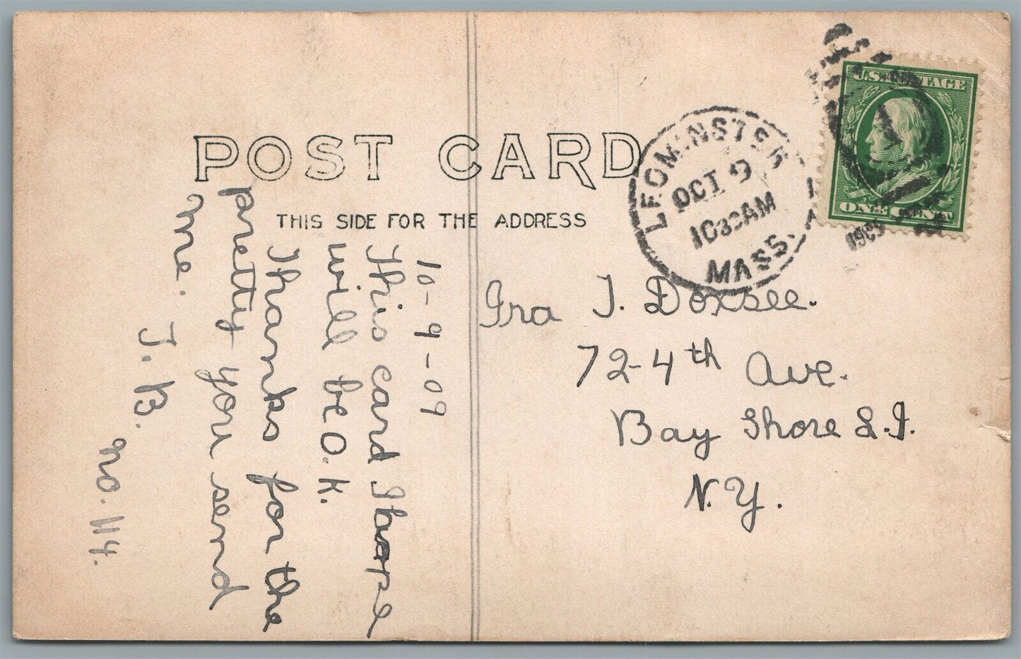 LEOMINSTER MA SOLDIER'S MONUMENT ANTIQUE REAL PHOTO POSTCARD RPPC