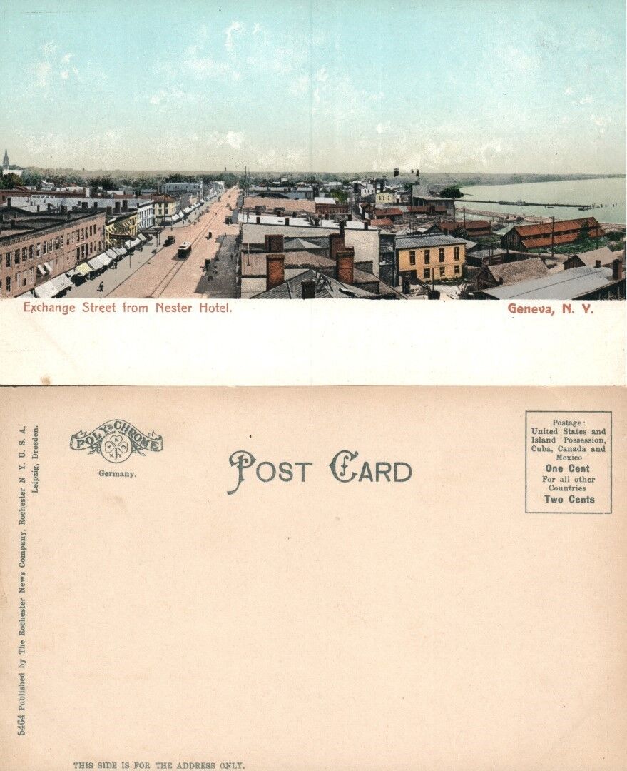 GENEVA N.Y. EXCHANGE STREET FROM NESTER HOTEL UNDIVIDED ANTIQUE POSTCARD
