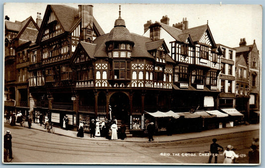 CHESTER ENGLAND THE CROSS ANTIQUE REAL PHOTO POSTCARD RPPC