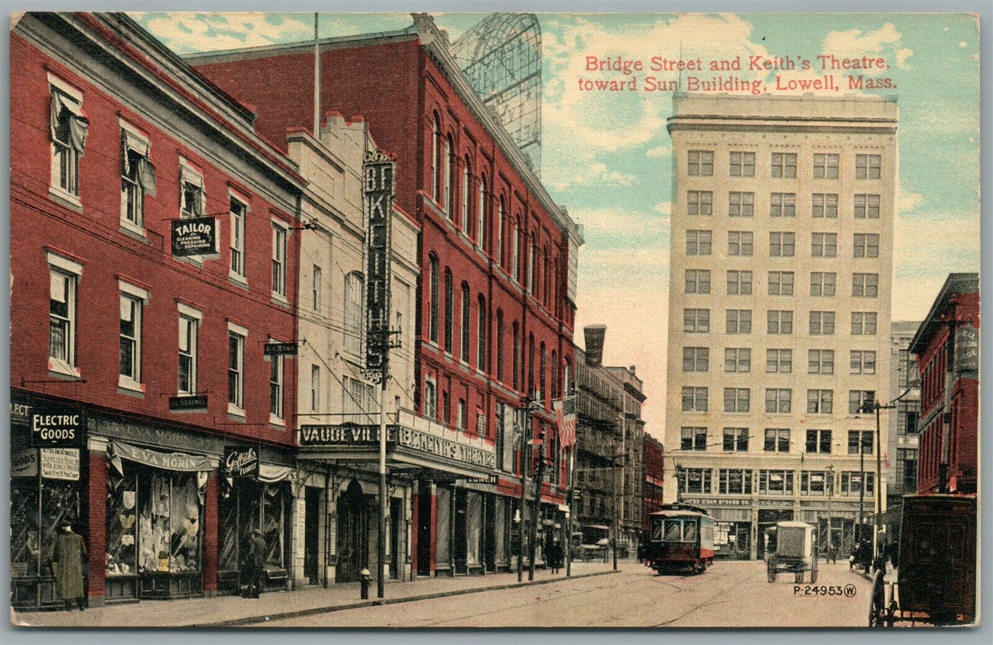LOWELL MA BRIDGE STREET 8 KEITH'S THEATRE ANTIQUE POSTCARD