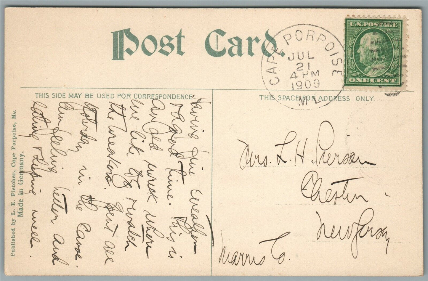 CAPE PORPOISE ME GOAT ISLAND POINT WRECK ANTIQUE POSTCARD