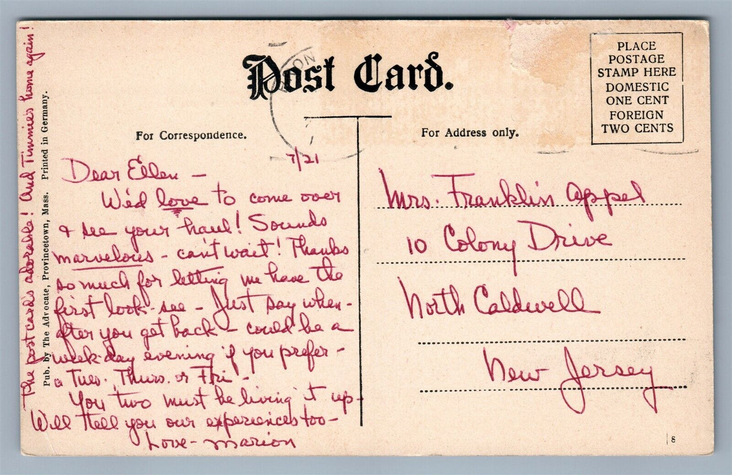 PROVINCETOWN MA EAST END COTTAGES ANTIQUE POSTCARD