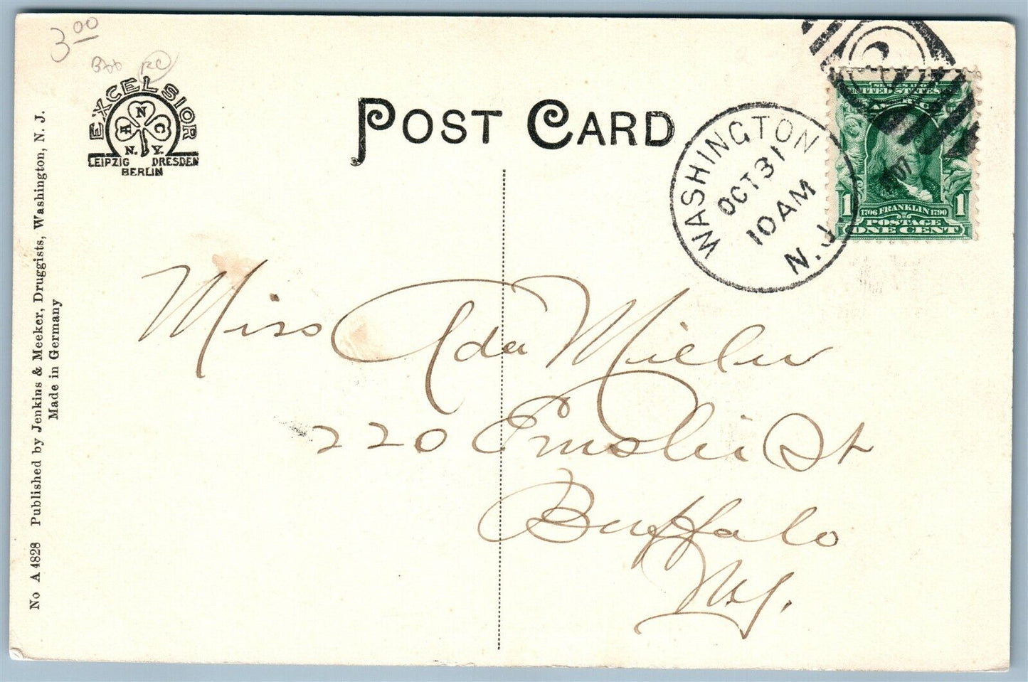 WASHINGTON NJ WEST WASHINGTON STREET ANTIQUE POSTCARD