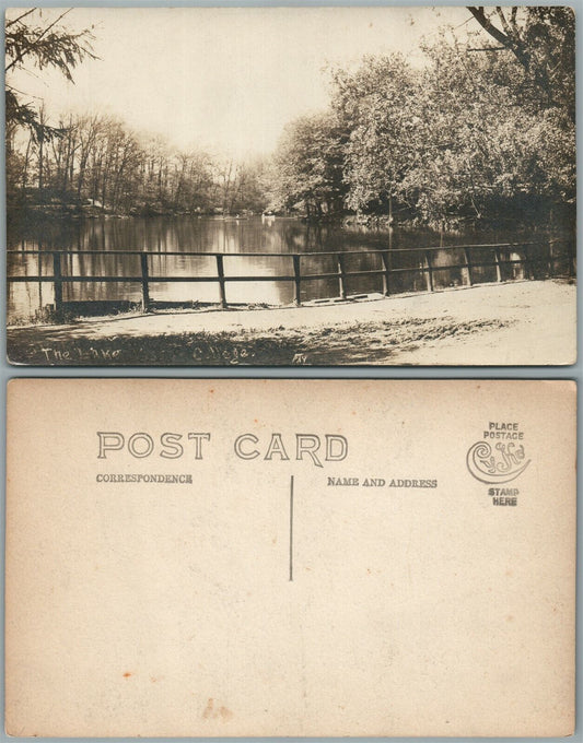 POUGHSKEEPSIE N.Y. VASSAR COLLEGE LAKE VIEW ANTIQUE REAL PHOTO POSTCARD RPPC