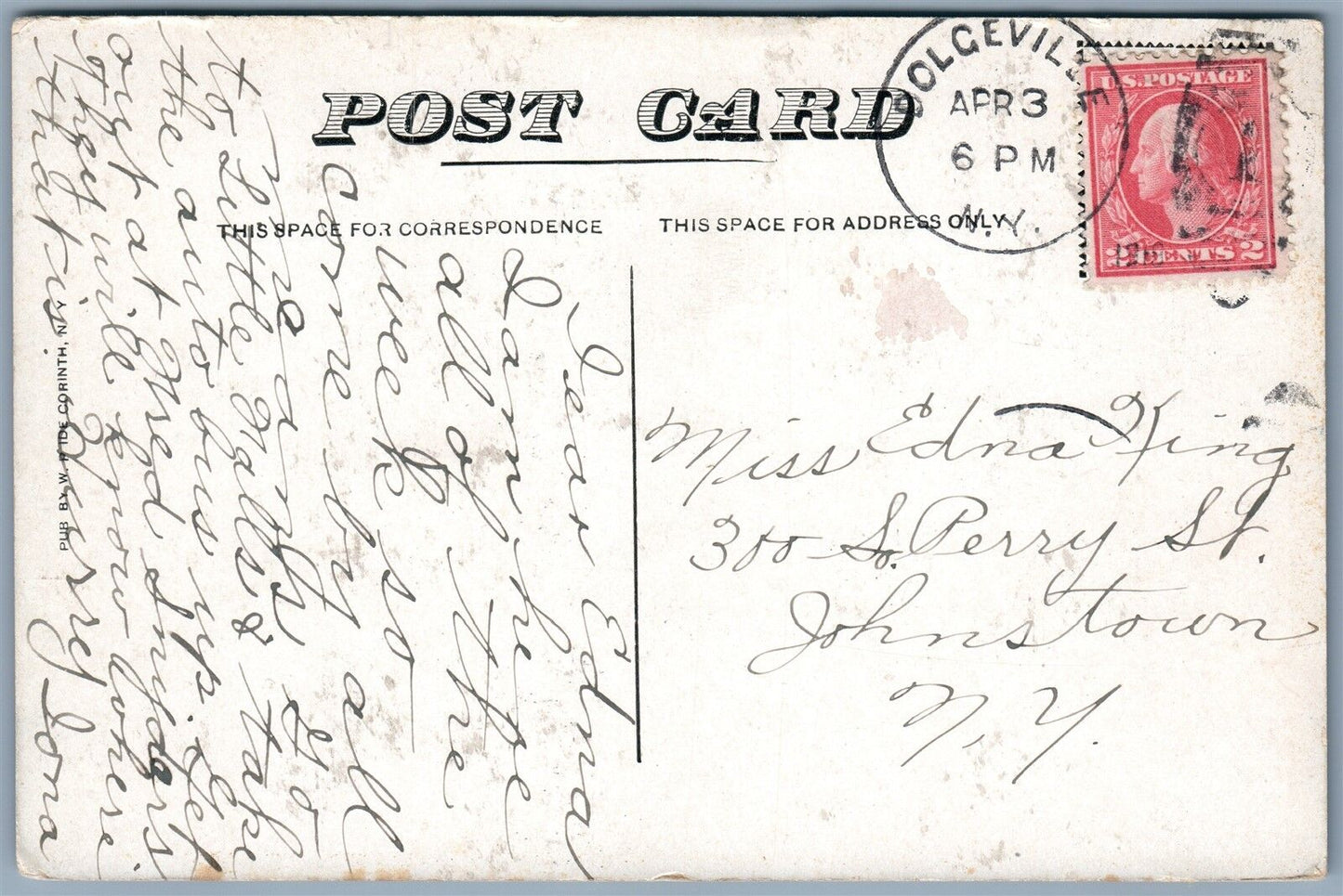 CORINTH NY PRESBYTERIAN CHURCH ANTIQUE POSTCARD