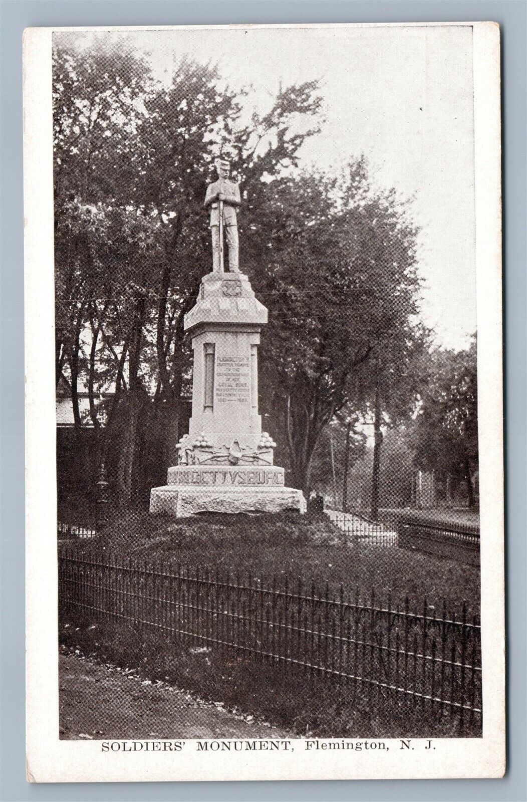FLEMINGTON NJ SOLDIER'S MONUMENT ANTIQUE POSTCARD