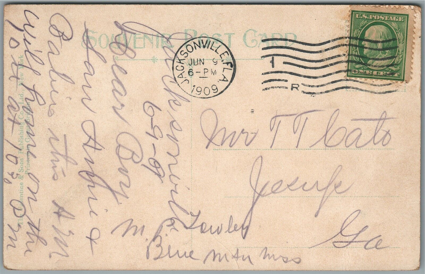 JACKSONVILLE FL MAIN STREET ANTIQUE POSTCARD