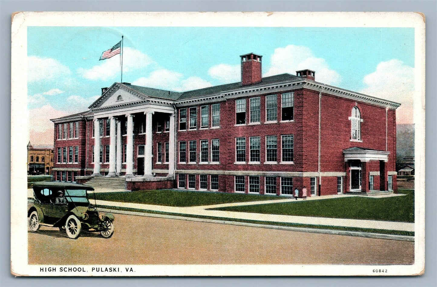 PULASKI VA HIGH SCHOOL ANTIQUE POSTCARD