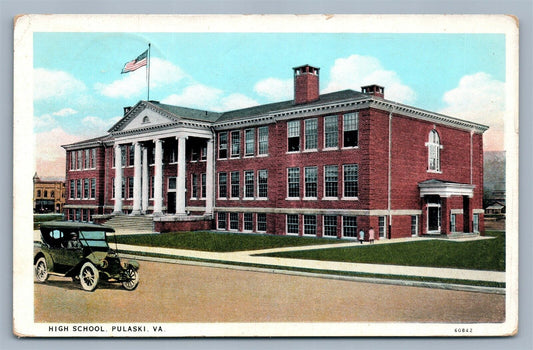 PULASKI VA HIGH SCHOOL ANTIQUE POSTCARD