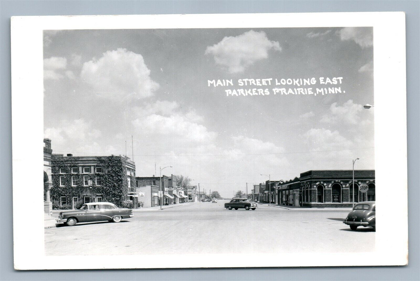 PARKER PRAIRIE MN MAIN STREET VINTAGE REAL PHOTO POSTCARD RPPC
