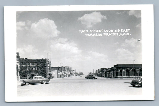 PARKER PRAIRIE MN MAIN STREET VINTAGE REAL PHOTO POSTCARD RPPC