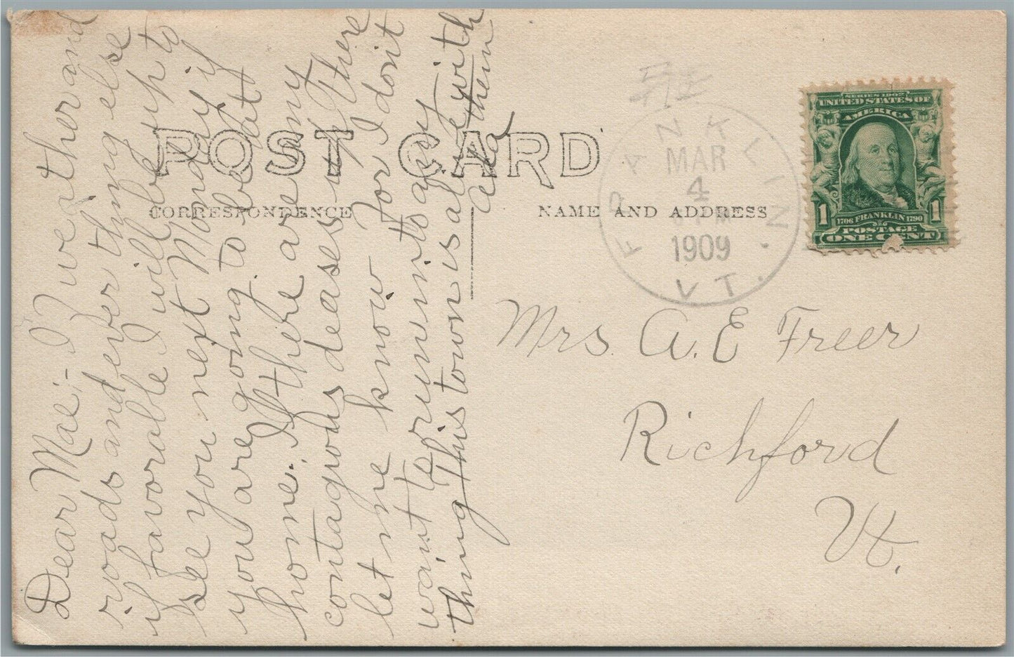 FRANKLIN VT HASTON LIBRARY ANTIQUE REAL PHOTO POSTCARD RPPC