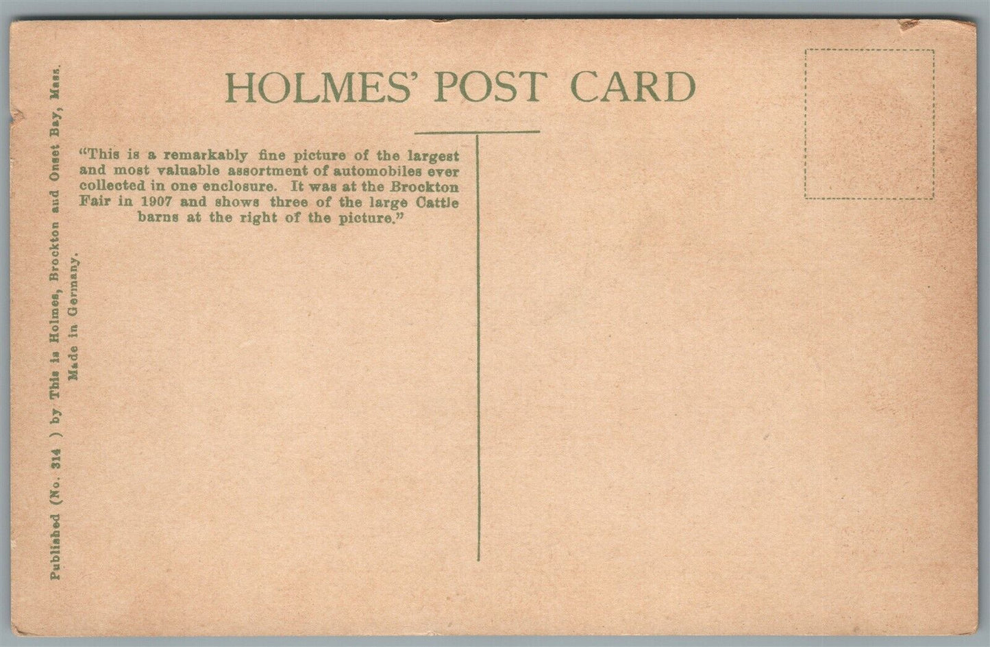 BROCKTON FAIR MA AUTOMOBILES ANTIQUE POSTCARD