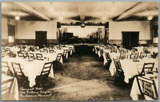 BRATTLEBORO VT ODD FELLOWS TEMPLE BANQUET HALL ANTIQUE REAL PHOTO POSTCARD RPPC