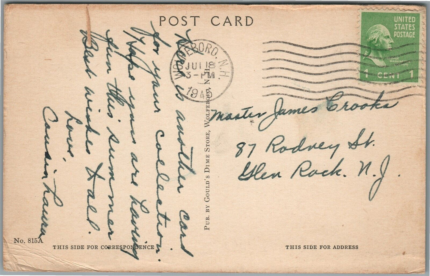 WOLFEBORO NH LAKE WINNIPESAUKEE MAIN STREET ANTIQUE POSTCARD