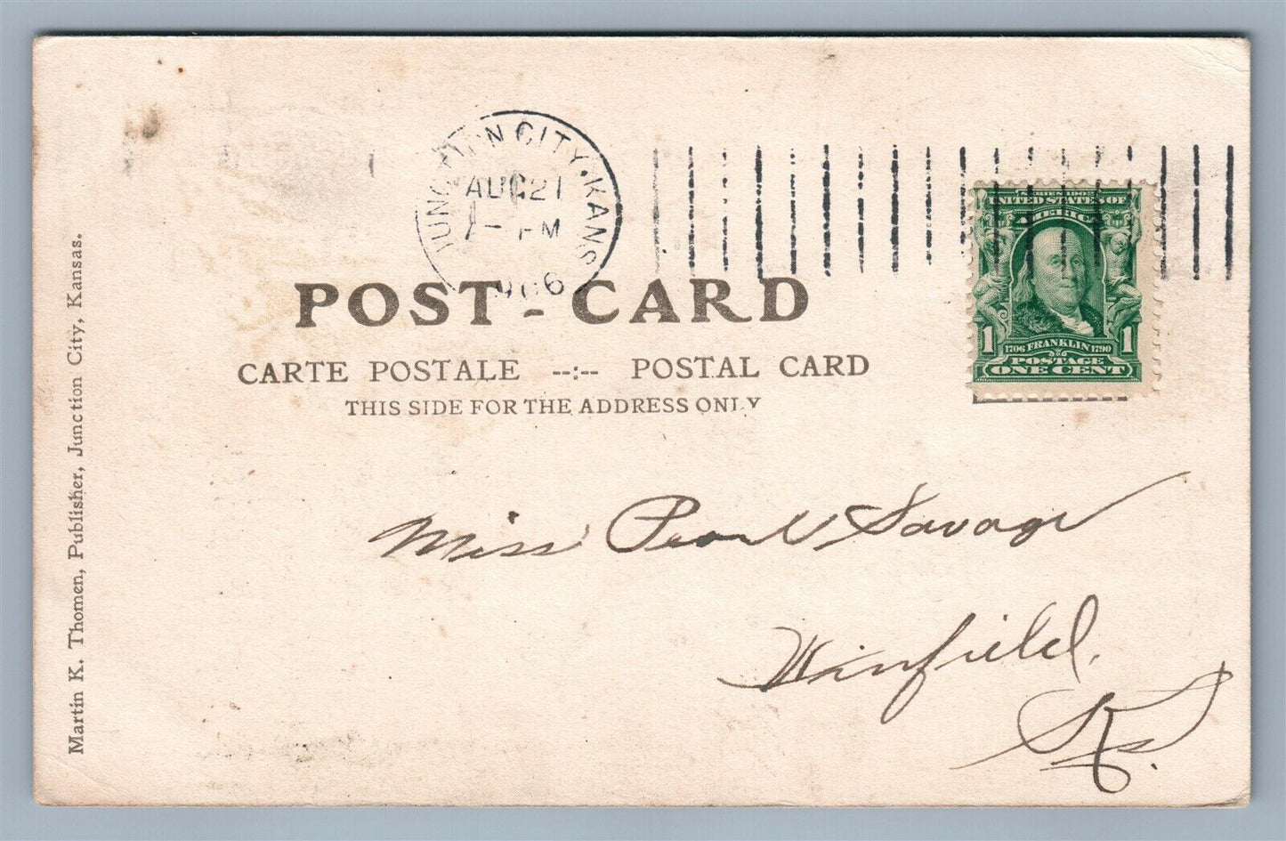 FORT RILEY KS OFFICERS QUARTERS ANTIQUE POSTCARD