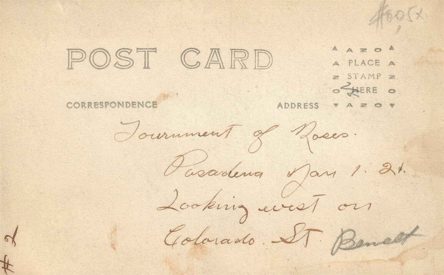 PASADENA CA STREET PARADE ANTIQUE REAL PHOTO POSTCARD RPPC w/ AMERICAN FLAGS