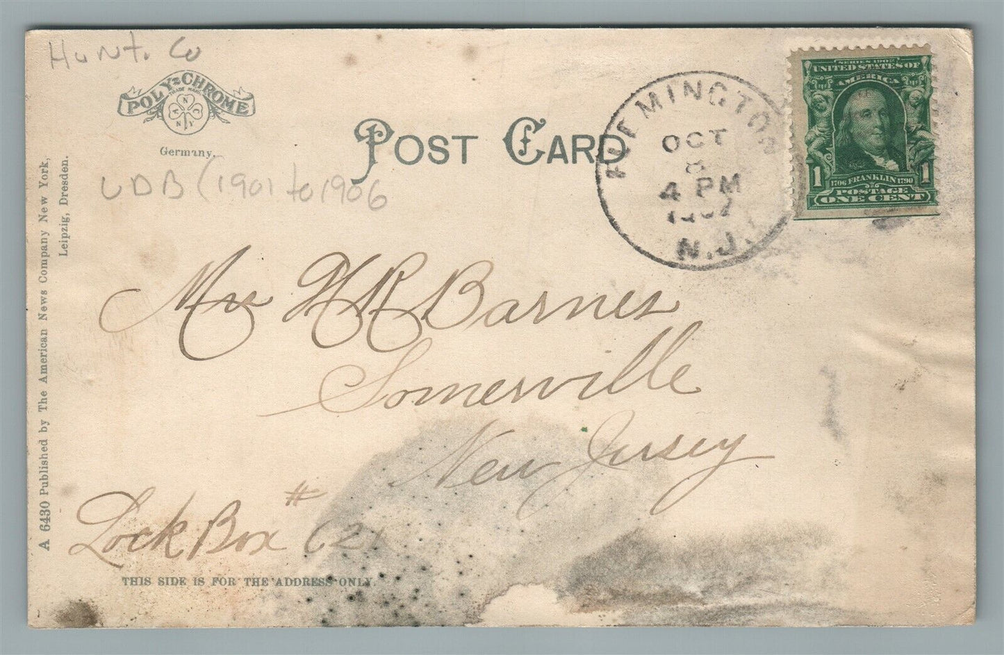 FLEMINGTON NJ BAPTIST CHURCH ANTIQUE POSTCARD