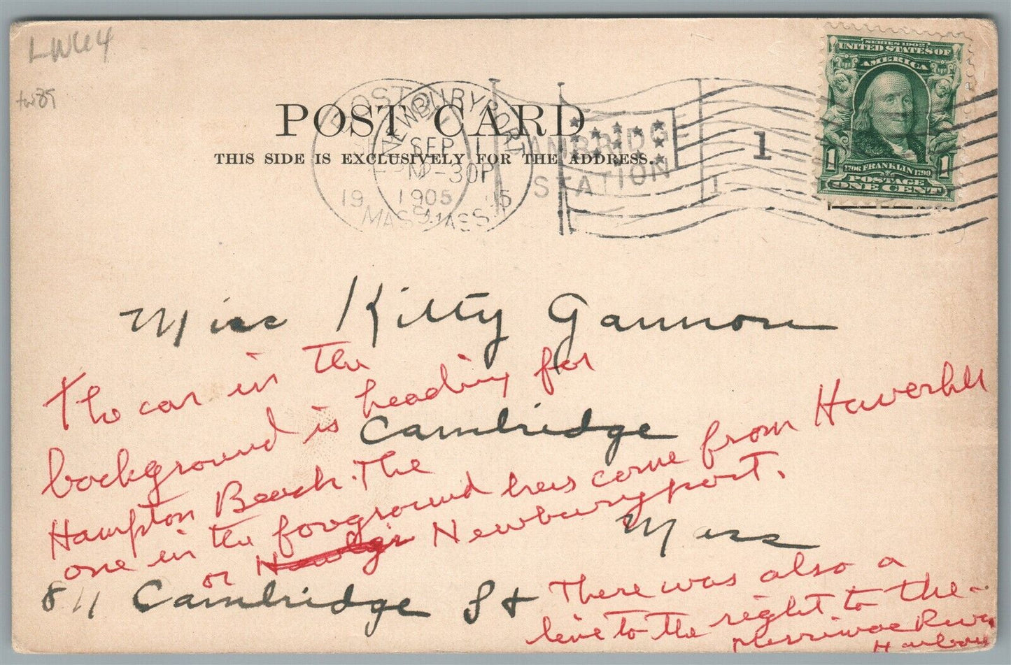 SALISBURY BEACH MA CUSHING AVENUE ANTIQUE POSTCARD