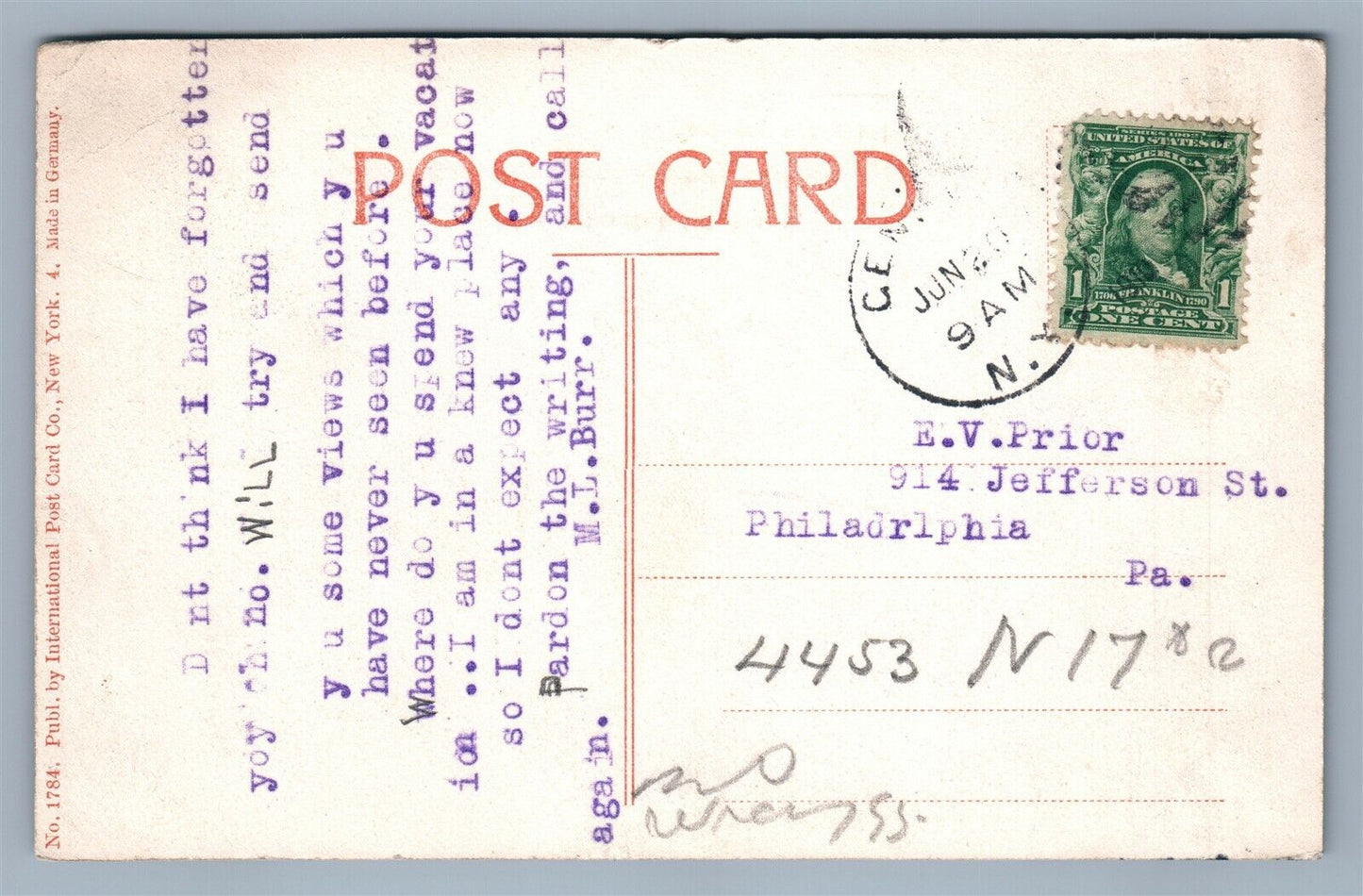 GENEVA NY HIGH STREET SCHOOL ANTIQUE POSTCARD