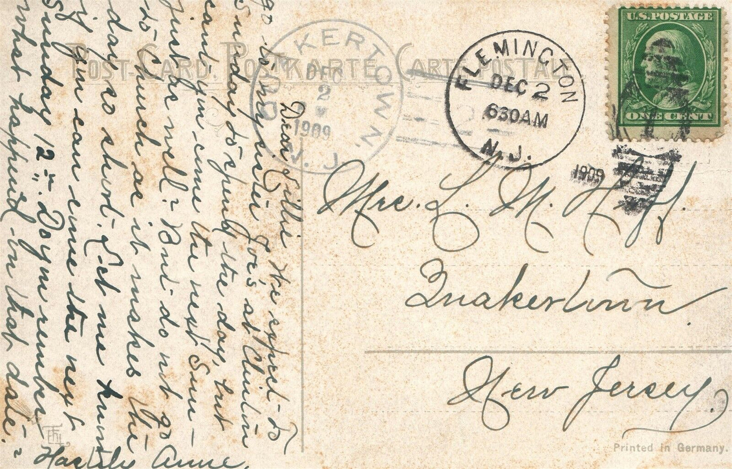 RAILROAD COMIC 1909 ANTIQUE POSTCARD train railway w/ CORK CANCEL