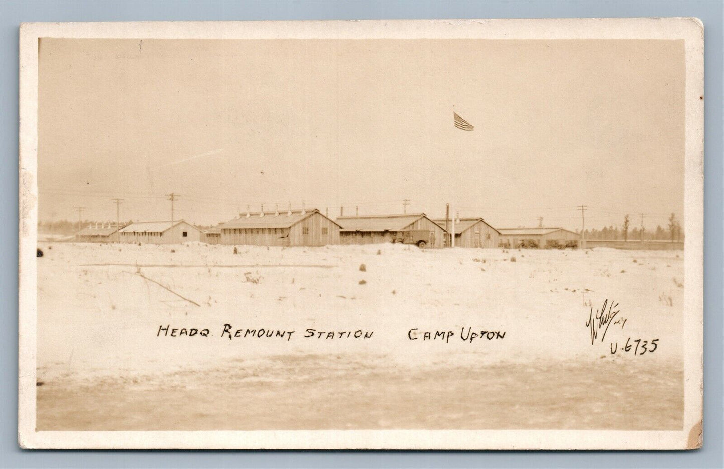 CAMP UPTON REMOUNT STATION ANTIQUE REAL PHOTO POSTCARD RPPC