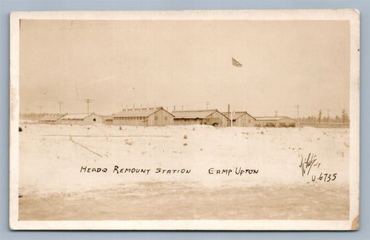 CAMP UPTON REMOUNT STATION ANTIQUE REAL PHOTO POSTCARD RPPC