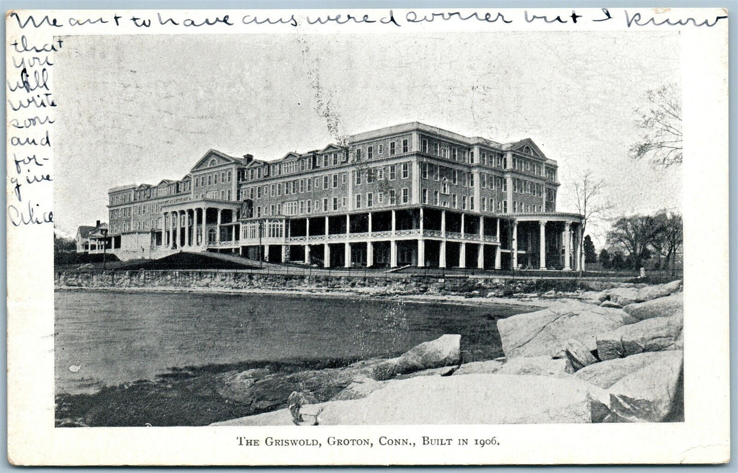 GROTON CT THE GRISWOLD 1906 ANTIQUE POSTCARD