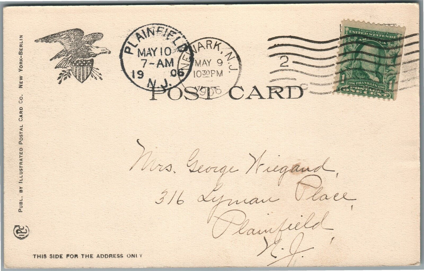 NEWARK NJ GREETINGS ANTIQUE POSTCARD