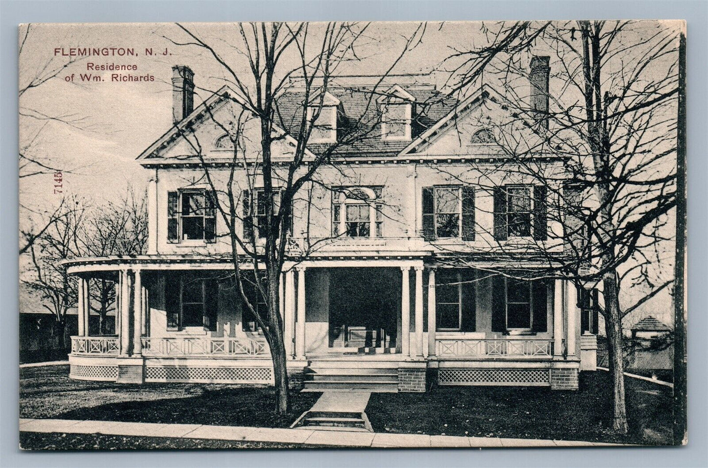 FLEMINGTON NJ RESIDENCE OF Wm. RICHARDS ANTIQUE POSTCARD