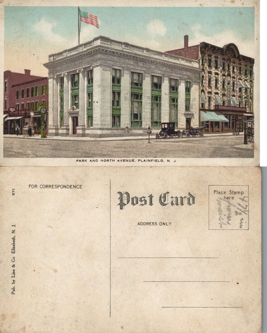 PLAINFIELD N.J. PARK & NORTH AVENUE ANTIQUE POSTCARD