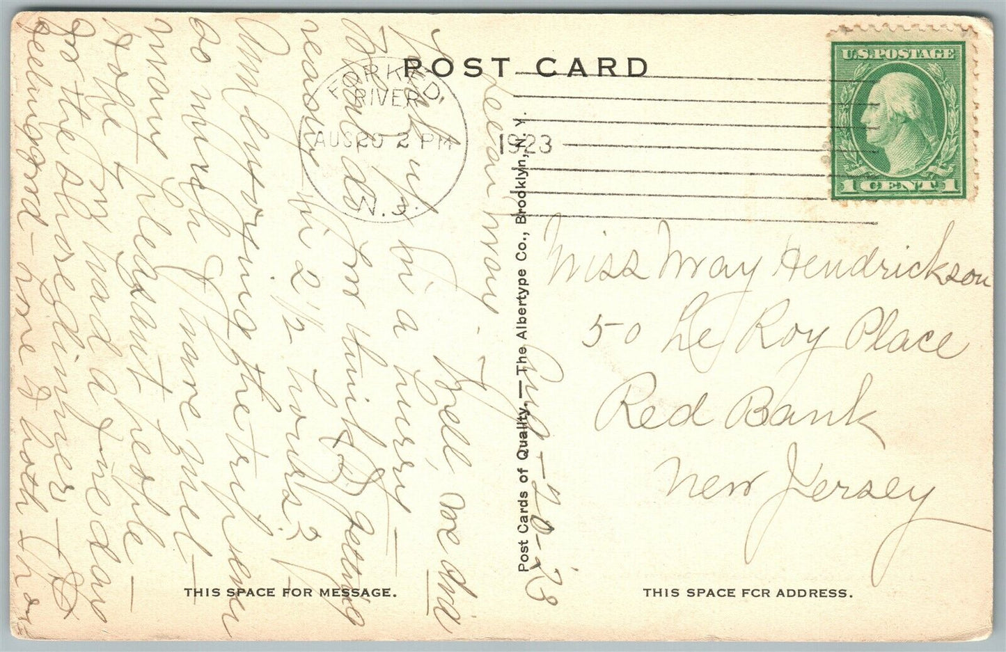 MURRAY GROVE HOUSE NJ 1923 ANTIQUE POSTCARD