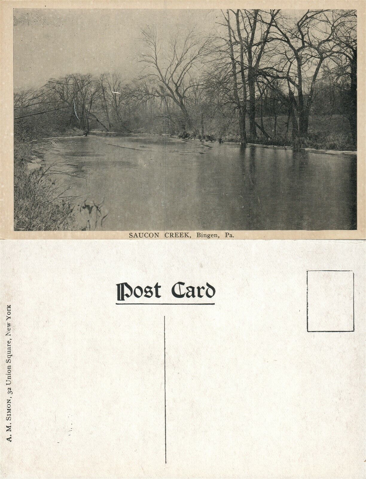BINGEN PA SAUCON CREEK ANTIQUE POSTCARD