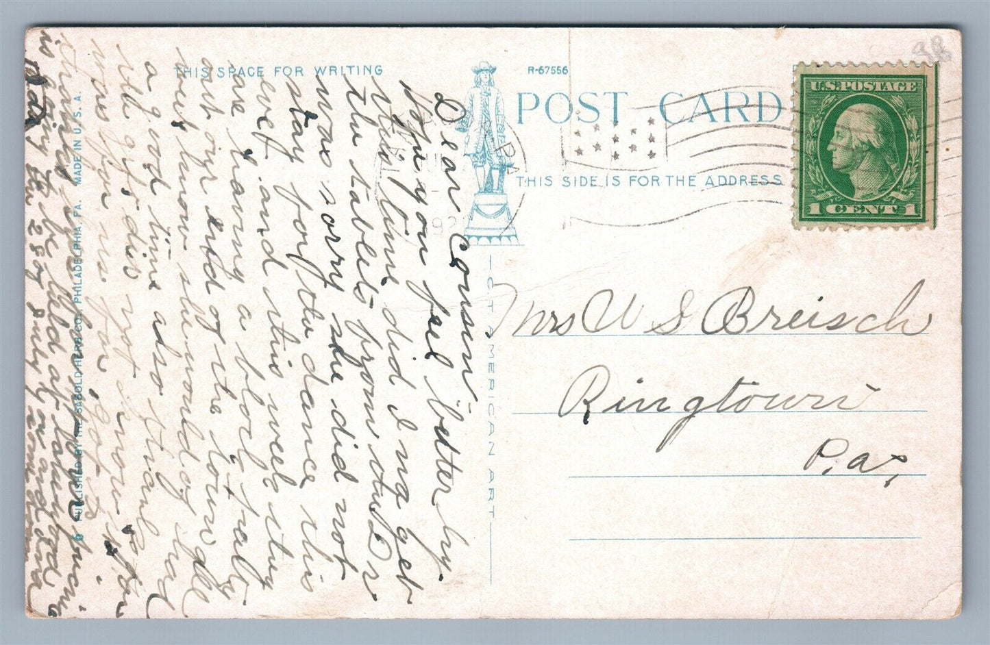 TAMAQUA PA EAST BROAD STREET ANTIQUE POSTCARD