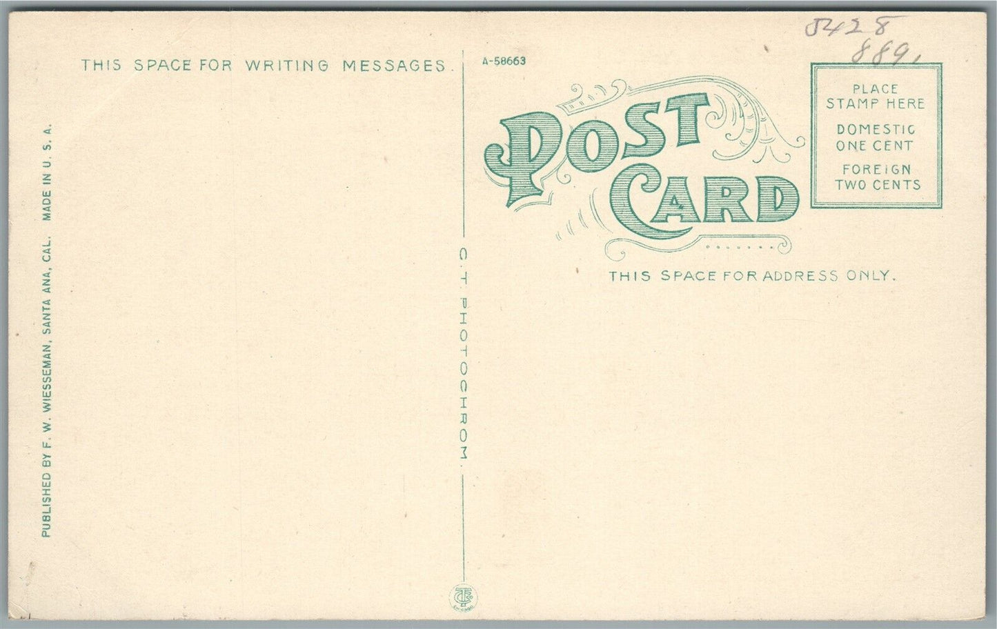 SANTA ANA CA WEST FOURTH STREET ANTIQUE POSTCARD