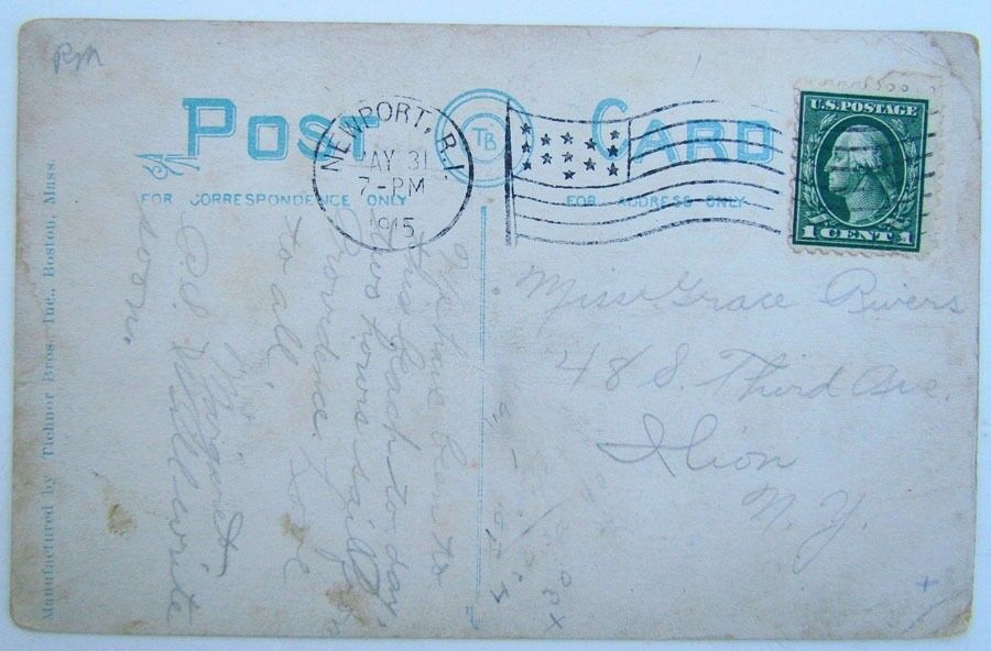 VINTAGE 1915 POSTCARD - THE CASTLE RESIDENCE OF CHAS.WARREN LIFFET NEWPORT RI