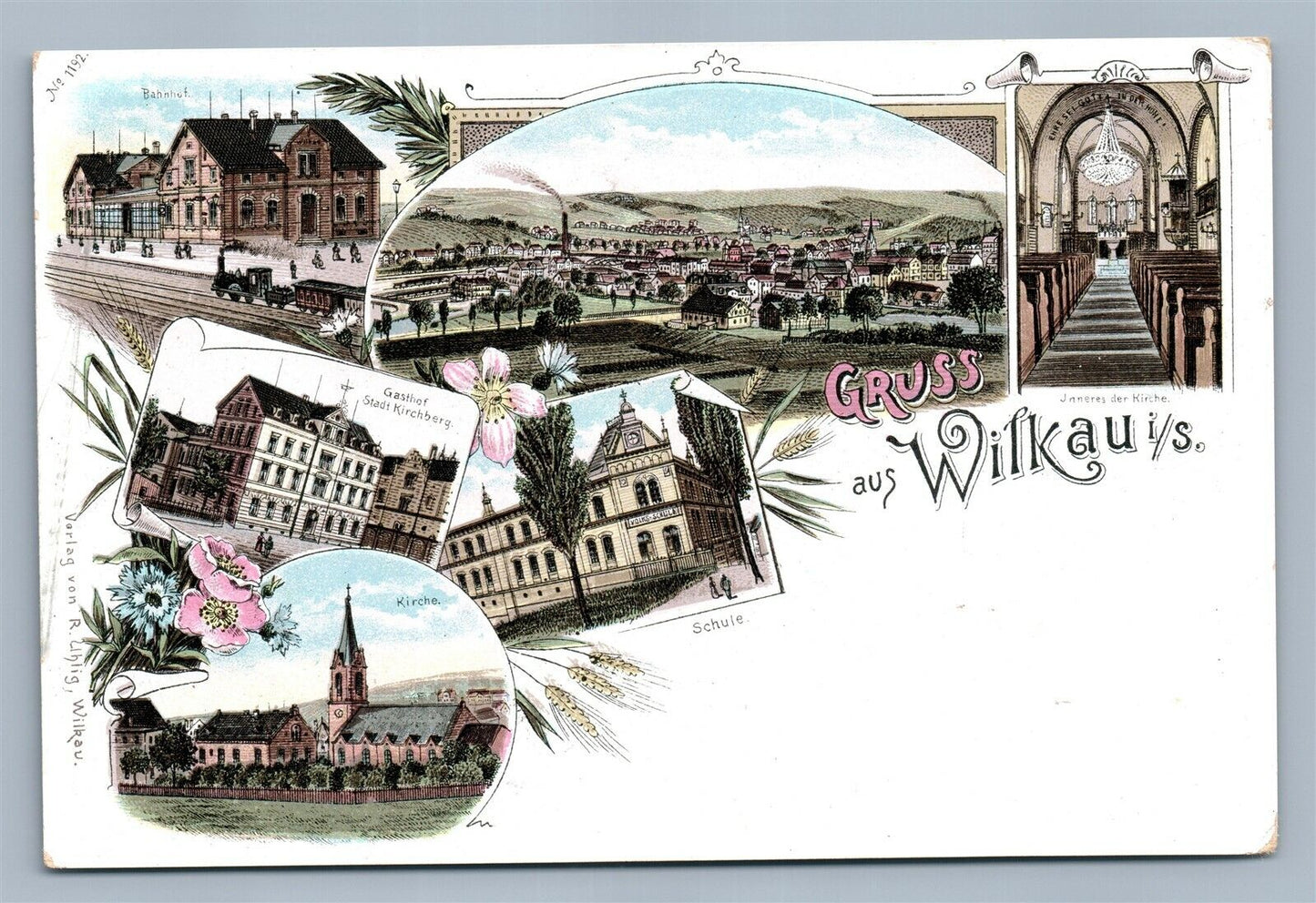 GERMAN GRUSS AUS WILKAU i/S ANTIQUE POSTCARD