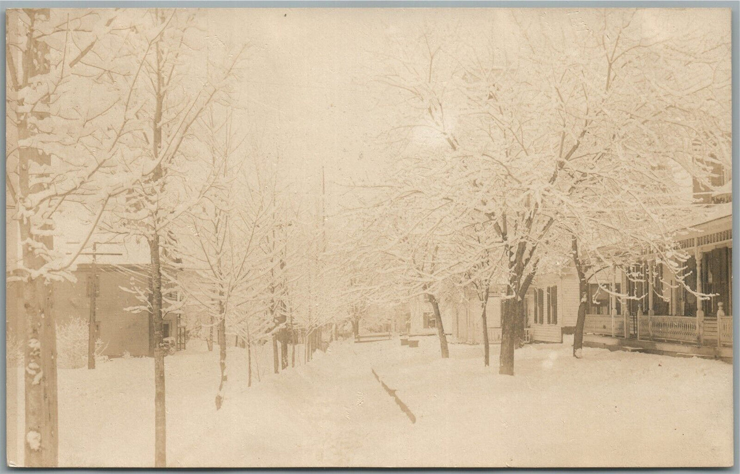 CONCORD VT SNOWFALL SCENE ANTIQUE REAL PHOTO POSTCARD RPPC